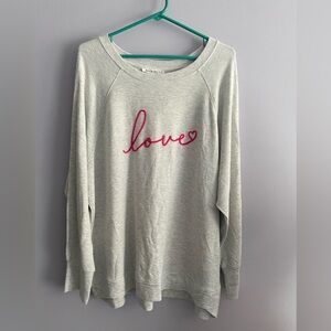 Workshop Republic Grey 'Love' Pullover Sweatshirt with Pink Script NWT size 3XL